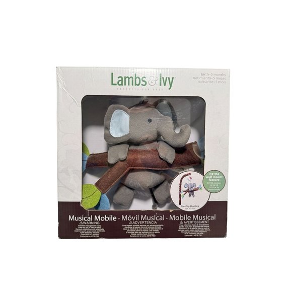 Lambs & Ivy Signature Elephant Treetop Buddies Musical Mobile New Open Box - Picture 1 of 5